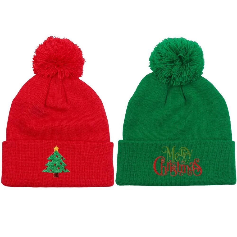 6869 Christmas Hat, Winter Knit Red Green Hat, Soft Christmas Costume